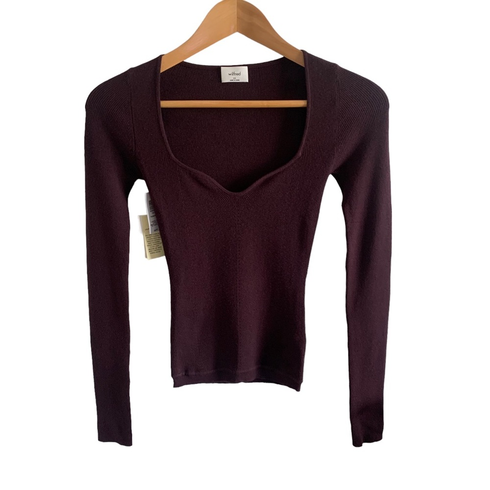 NWT Aritzia Wilfred Tuscany Carob Chip Purple Long Sleeve Top